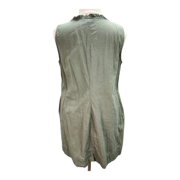 Briggs Sundress Women XXL Army Green Linen Blend Ruffle Tank Dress Summer Casual - Picture 3 of 12